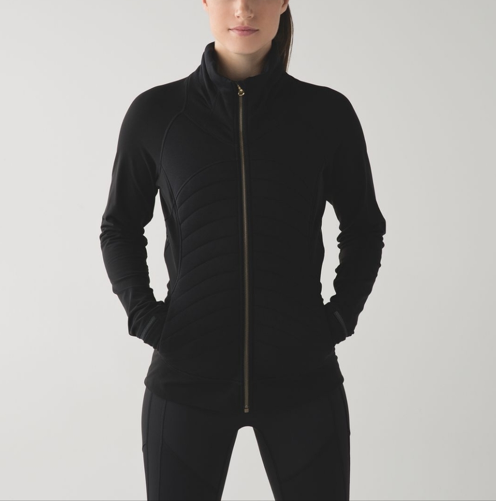🟡🔴Lululemon Fleece Out Jacket Black size 8 full zip fleece polartec slim fit